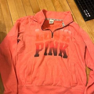 Victoria Secret Pink size medium salmon/orange quarter zip sweatshirt